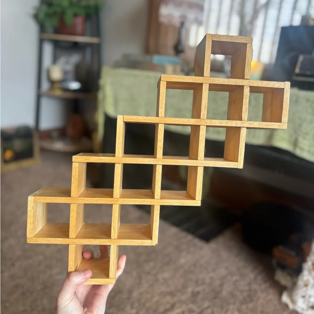 Geometric Wooden trinket Wall Shelf